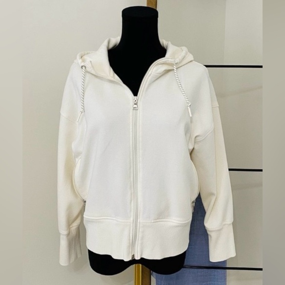 Old Navy Active Wear Cream Zip-Up Hoodie, Size Medium Petite